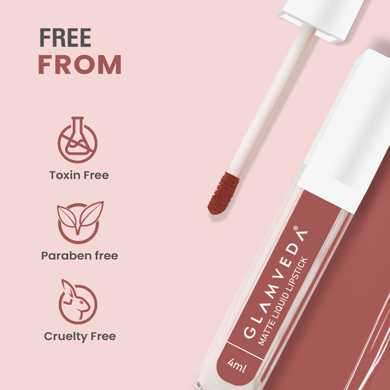 Glamveda Matte Liquid Lipstick, 12Hr Stay, Lightweight & Transferproof, (Passion - 025) 4ml