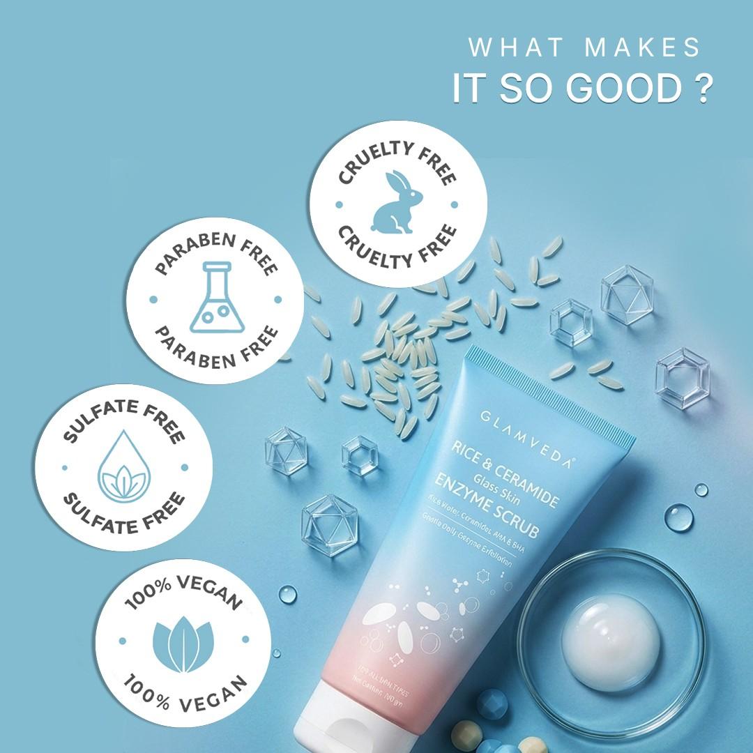 Rice & Ceramide Enzyme Scrub | 3X Exfoliation Peeling Gel with Enzyme, AHA & BHA | 100gm