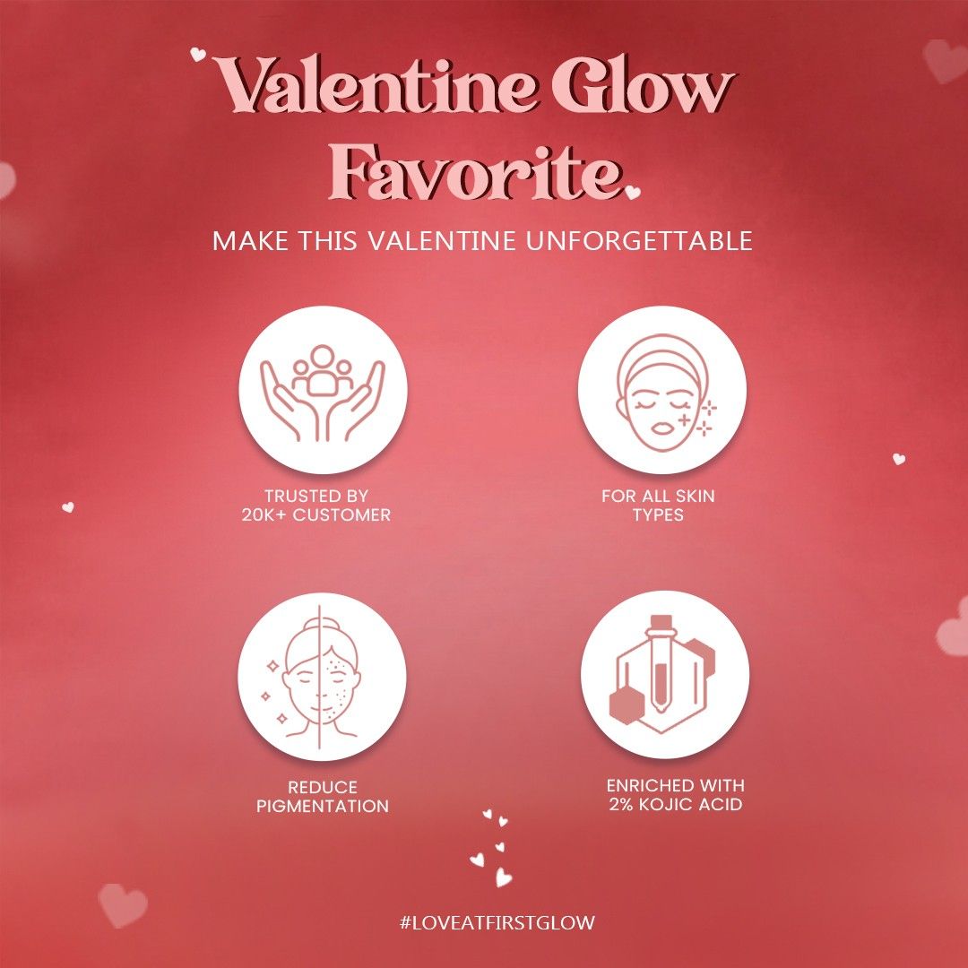 Glamveda Valentine Special Skincare Hamper | 3-Step Kojic Acid Kit for Even Skin Tone