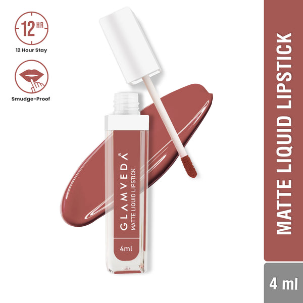 Glamveda Matte Liquid Lipstick, 12Hr Stay, Lightweight & Transferproof, (Passion - 025) 4ml