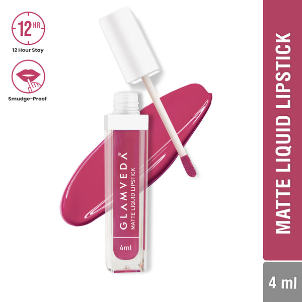 Glamveda Matte Liquid Lipstick, 12Hr Stay, Lightweight & Transferproof, (Lovesick - 014) 4ml