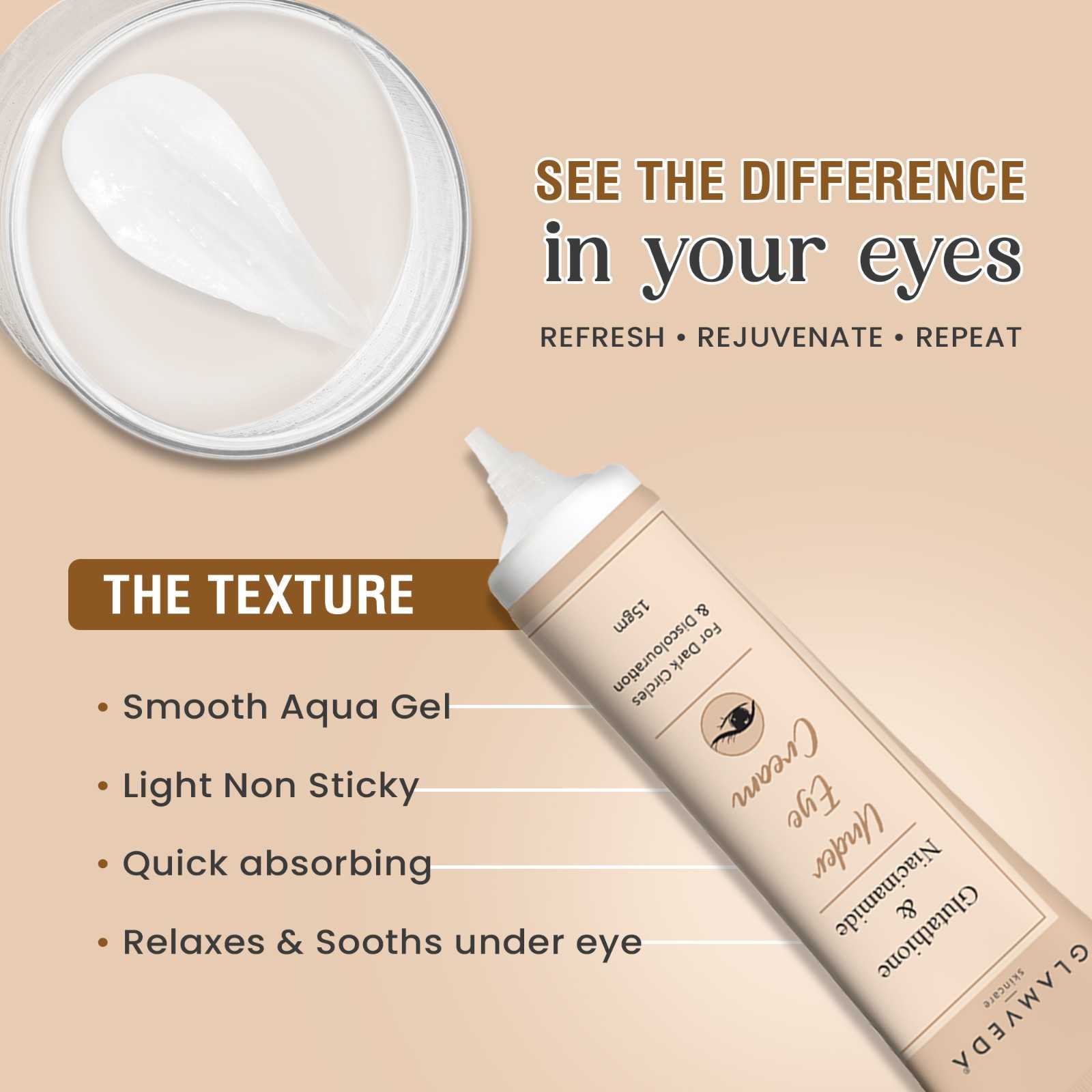 Glutathione & Niacinamide Under Eye Cream For Dark Circles & Wrinkles