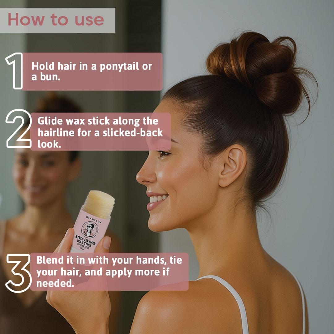 Glamveda Style Fix Hair Wax Stick | Non-Sticky, Non-Greasy Frizz Control for Baby Hair & Flyaways | Hair Styling Stick for All Hair Types