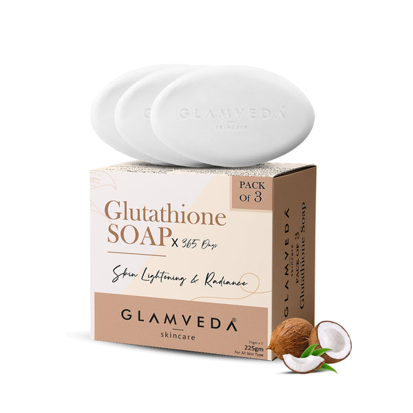 Glamveda Glutathione Skin Lightening & Whitening Soap with Kojic Acid Pack of 3