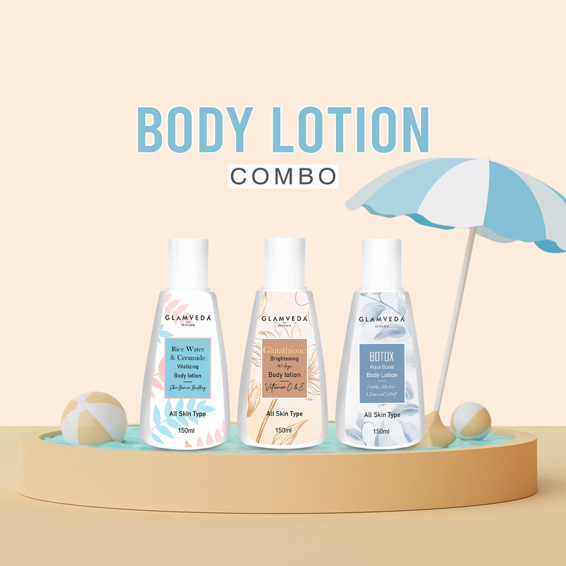 Glamveda Body Lotion Combo | Rice & Ceramide, Glutathione & Botox Body Lotion