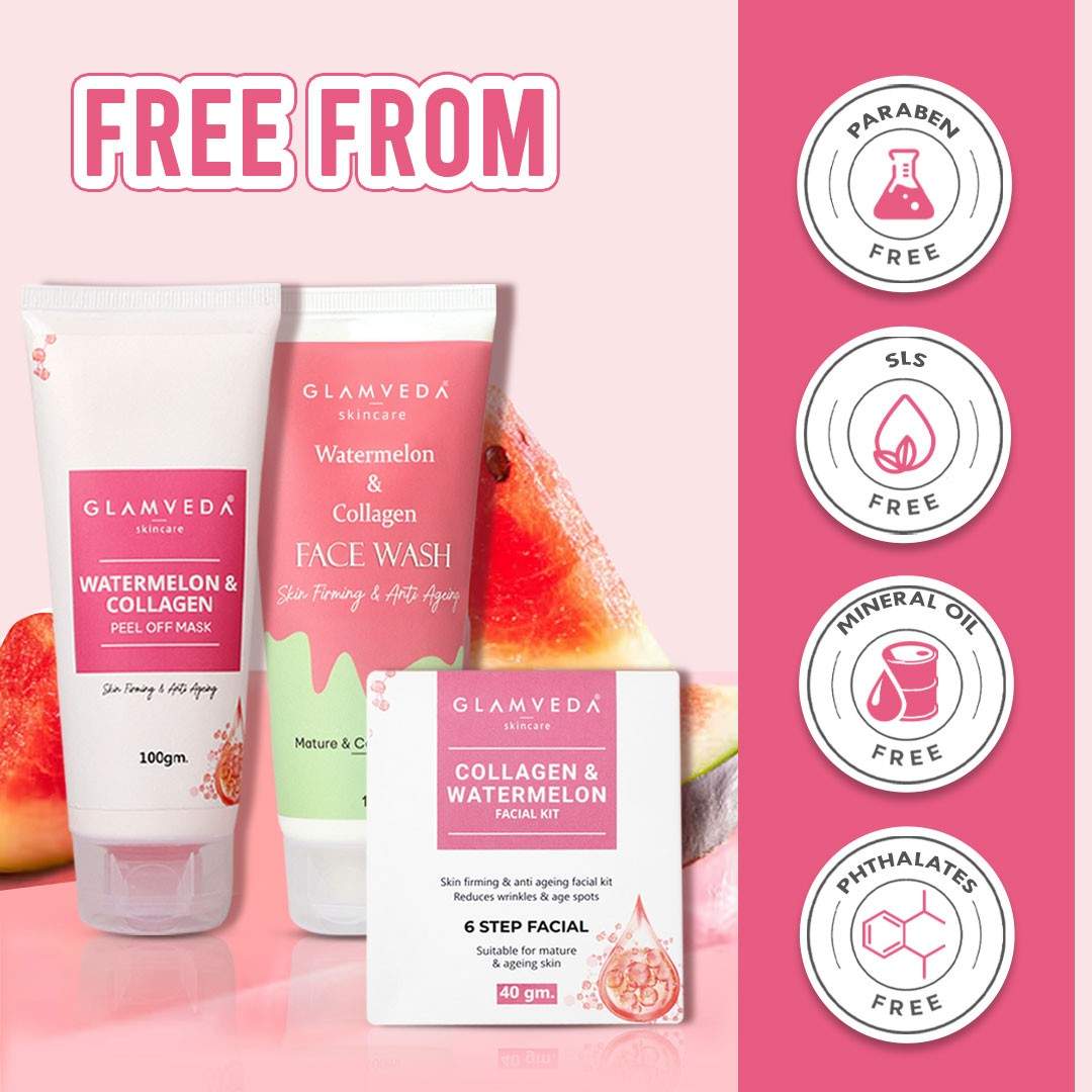 Watermelon & Collagen Anti Ageing Combo Gift Pack | Reduces signs of ageing | Face Wash, Facial Kit & Peel Off Mask