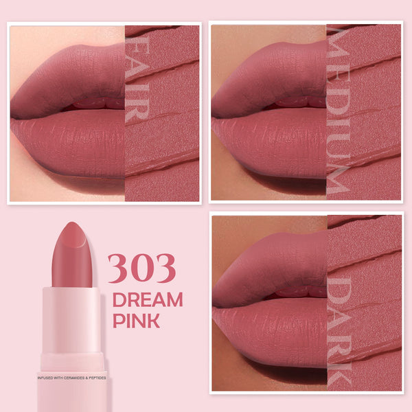 Glamveda Ultra Pigmented Creamy Matte Lipstick with Ceramides, Waterproof - Dream Pink - 303