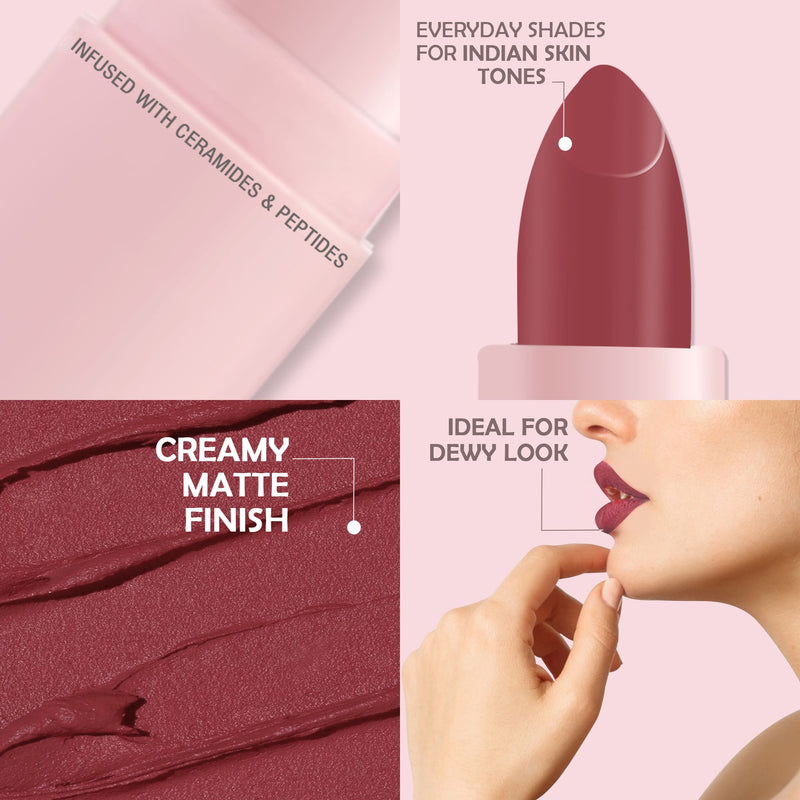 Glamveda Ultra Pigmented Creamy Matte Lipstick with Ceramides, Waterproof - Impulsive - 304