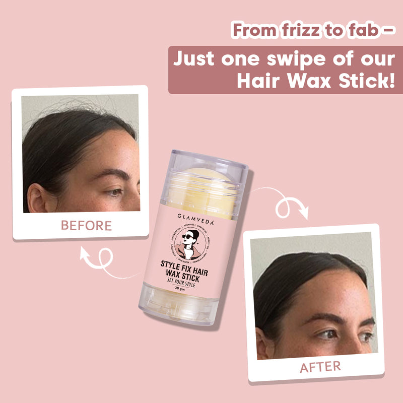 Glamveda Style Fix Hair Wax Stick | Non-Sticky, Non-Greasy Frizz Control for Baby Hair & Flyaways | Hair Styling Stick for All Hair Types