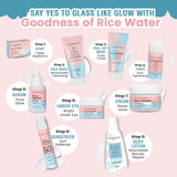Glamveda Korean Glass Skin Rice & Ceramide Morning 4 Step Gift Box | Face Wash, Serum, Moisturizer & Sunscreen