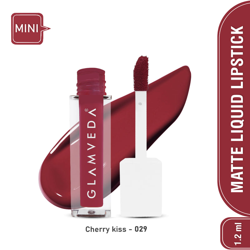 Glamveda X Rashami Desai Matte Mini Liquid Lipstick, Wine shade (Cherry Kiss - 029) 1.2ml