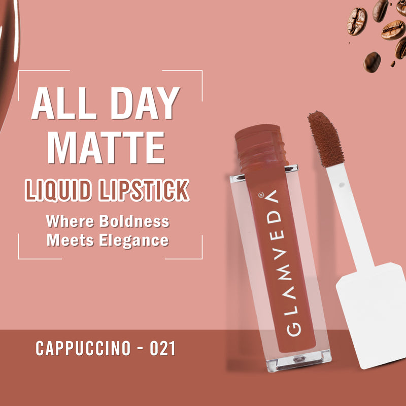 Glamveda X Rashami Desai Matte Mini Liquid Lipstick, Nude Brown shade (Cappuccino - 021) 1.2ml