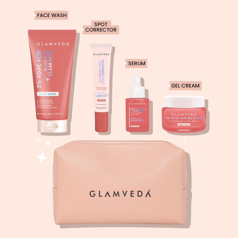 2% Kojic Acid Step 4 Skincare Set – Facewash, Spot Corrector, Serum & Cream