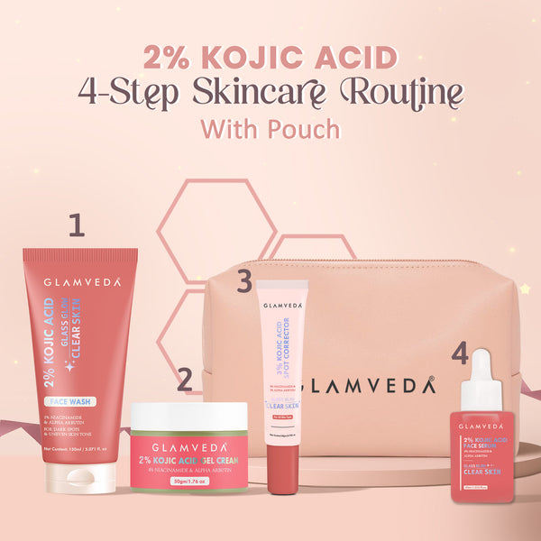 2% Kojic Acid Step 4 Skincare Set – Facewash, Spot Corrector, Serum & Cream