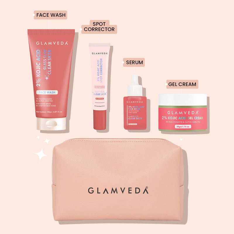 2% Kojic Acid Step 4 Skincare Set – Facewash, Spot Corrector, Serum & Cream