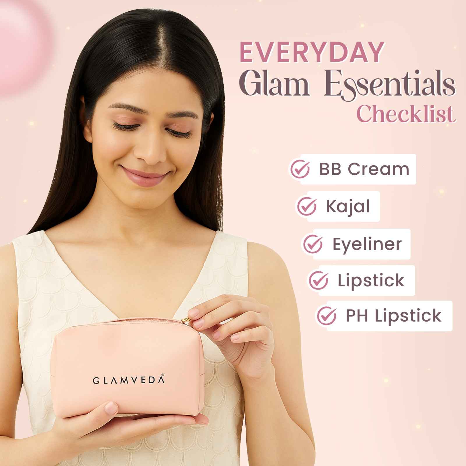 5-Products Makeup Kit – Smudge‑Proof Kajal, Gel Eyeliner, Colour‑Changing & Nude Lipsticks, BB Cream SPF 50(Dark) & Pouch