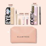 4-Products Makeup Kit- Kajal & Eyeliner (Black), Lip Gloss & Liquid Lipstick & Travel Pouch