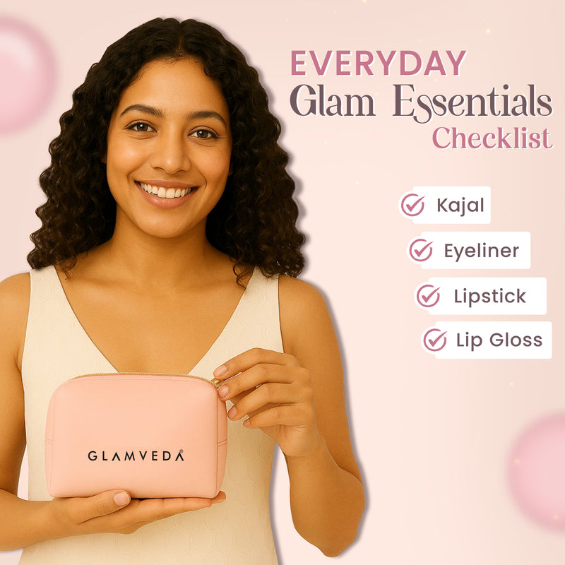 Pink in Paris Beauty Gift Set – Black Kajal, Pink Eyeliner, Pink Lip Gloss & Liquid Lipstick with Travel  Pouch