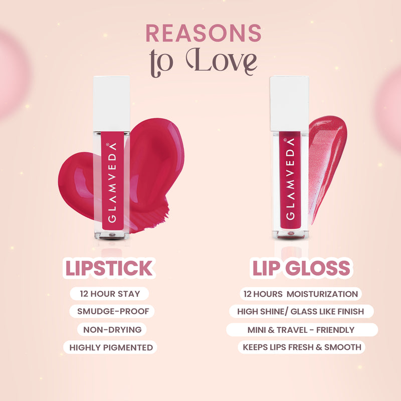 Pink in Paris Beauty Gift Set – Black Kajal, Pink Eyeliner, Pink Lip Gloss & Liquid Lipstick with Travel  Pouch