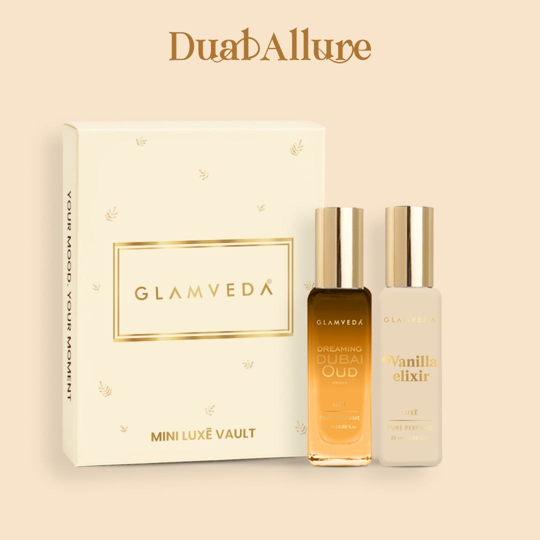 Arabian Vanilla Blend  - Dreaming Dubai Oud + Vanilla Elixir Luxury Unisex Pure Perfume Gift Set 2 x 20ml