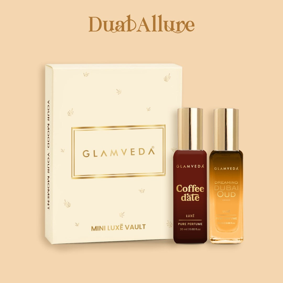 Mocha Oud Affair  - Coffee Date + Dreaming Dubai Oud Luxury Unisex Pure Perfume Gift Set 2 x 20ml