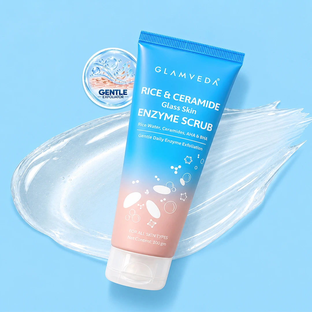 Rice & Ceramide Enzyme Scrub | 3X Exfoliation Peeling Gel with Enzyme, AHA & BHA | 100gm