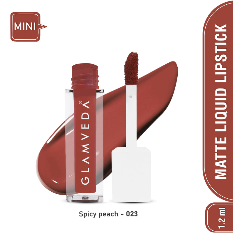 Glamveda X Rashami Desai Matte Mini Liquid Lipstick, Brown shade (Spicy Peach - 023) 1.2ml