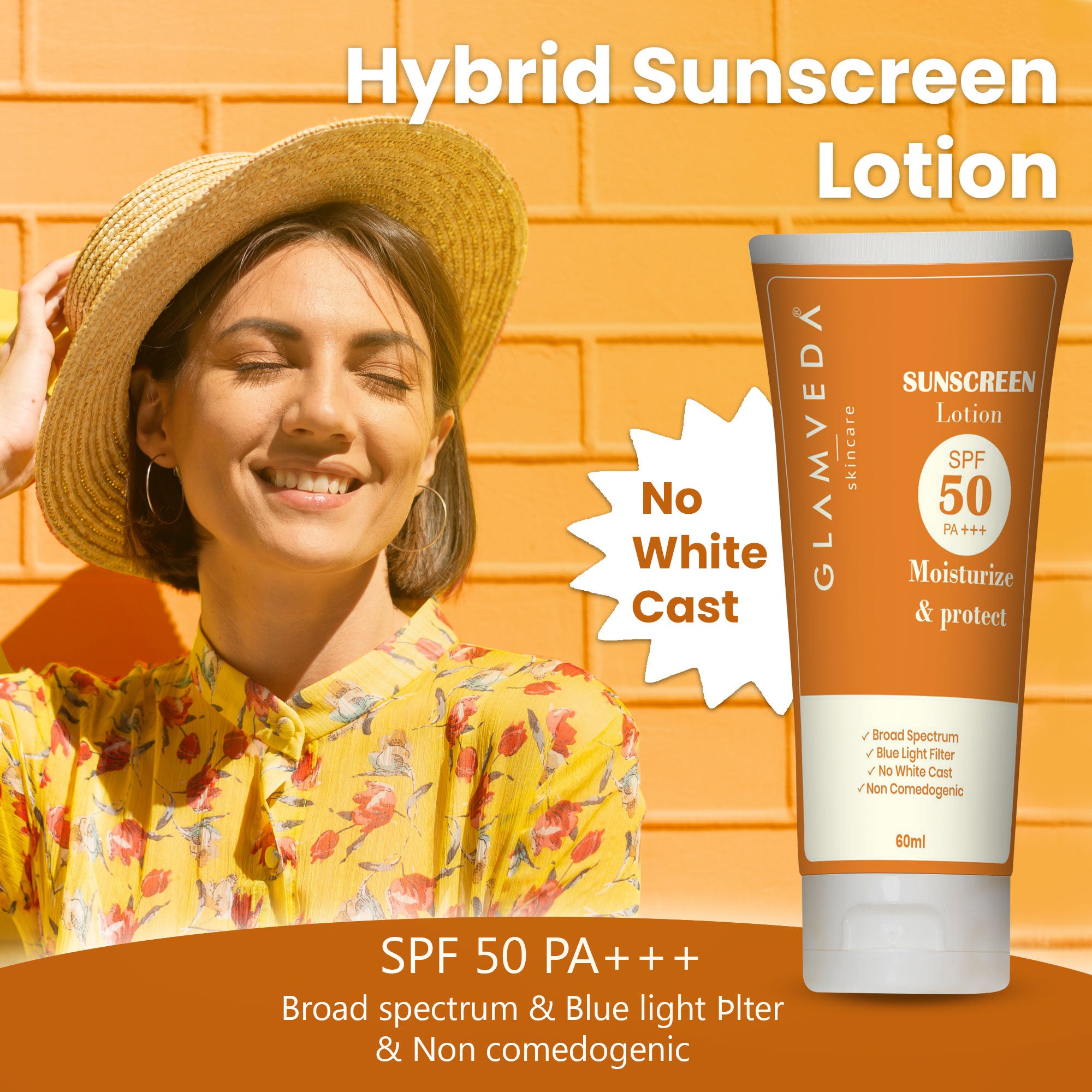 Glamveda Hybrid Sunscreen Lotion Spf 50 PA+++ | Ultra lightweight ...