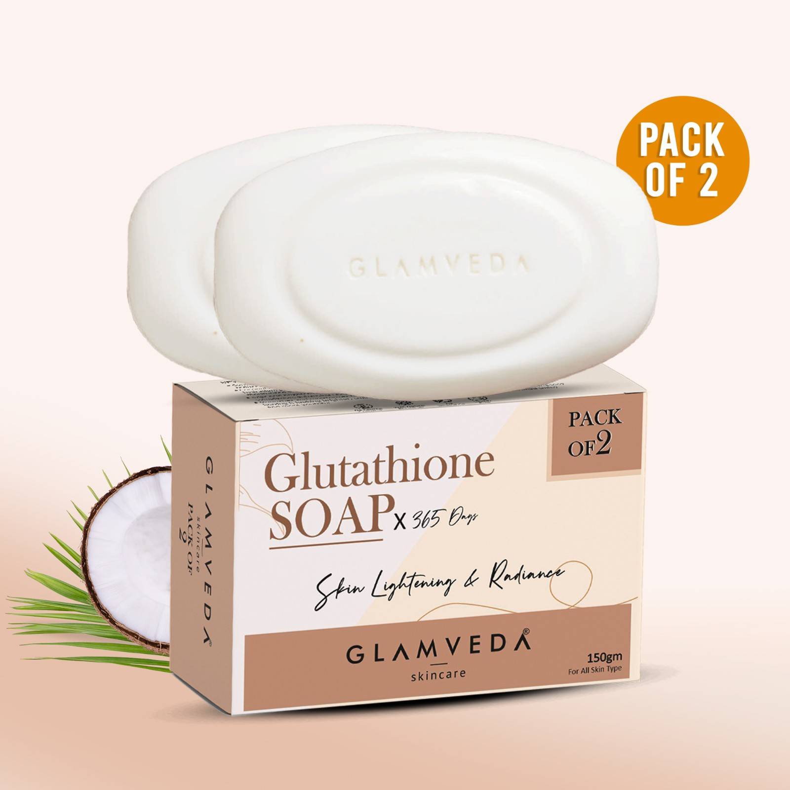 Glamveda Glutathione Skin Lightening & Whitening Soap with Kojic Acid Pack of 2