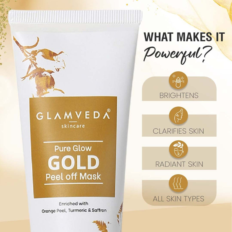 Glamveda Pure Glow Gold Peel Off Mask Enriched With Orange Peel | 60gm