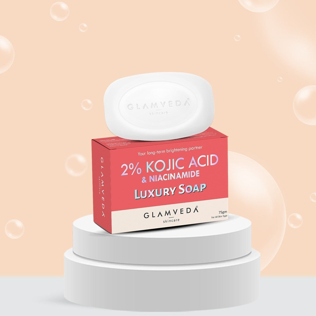Glamveda 2% Kojic Acid Soap with Niacinamide For Pigmentation, Uneven Skin Tone