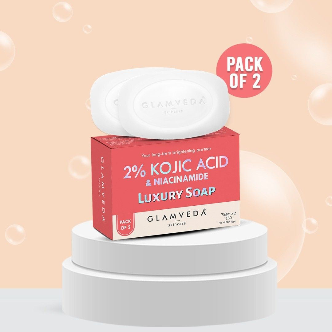 Glamveda 2% Kojic Acid Soap with Niacinamide For Pigmentation, Uneven Skin Tone | 150gm