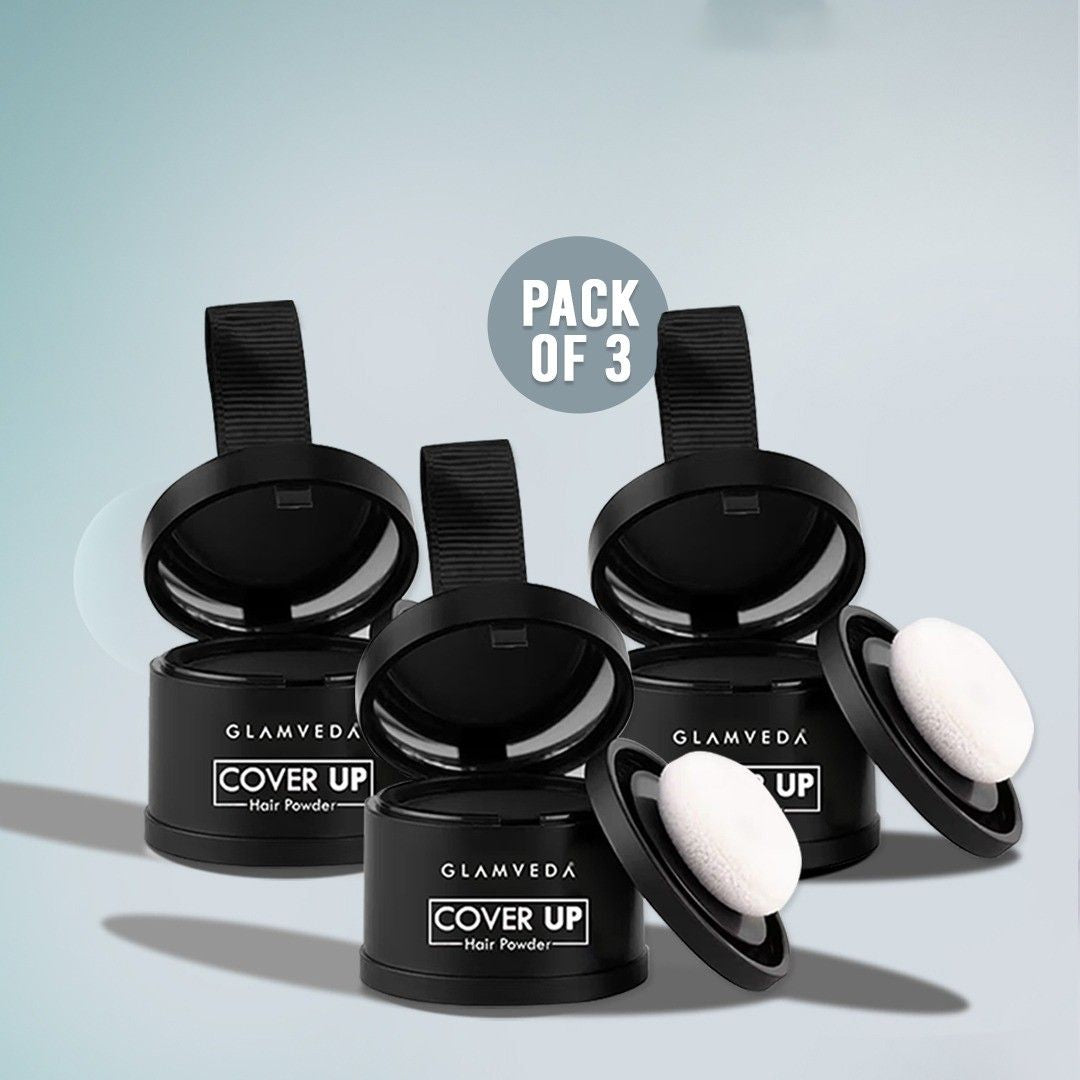 Glamveda Hair Cover-Up Powder Black | Waterproof, Smudge-Proof Instant Root Touch-Up | Long-Lasting & Easy-to-Apply Formula for Men & Women | Travel-Friendly