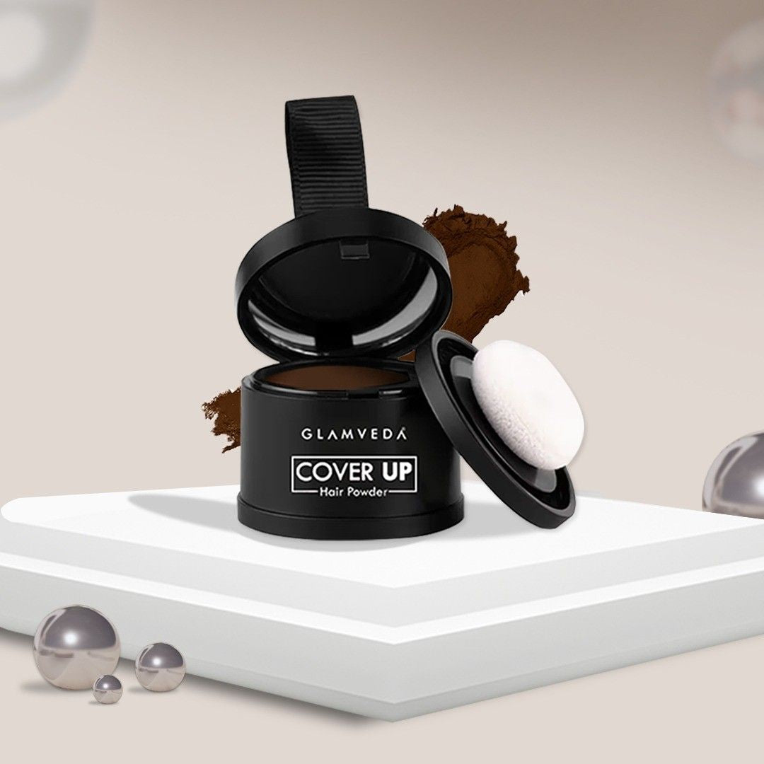 Glamveda Hair Cover-Up Powder Brown | Instant Root Touch-Up for Men & Women | Waterproof, Smudge-Proof & Long-Lasting | Easy to Apply & Travel-Friendly