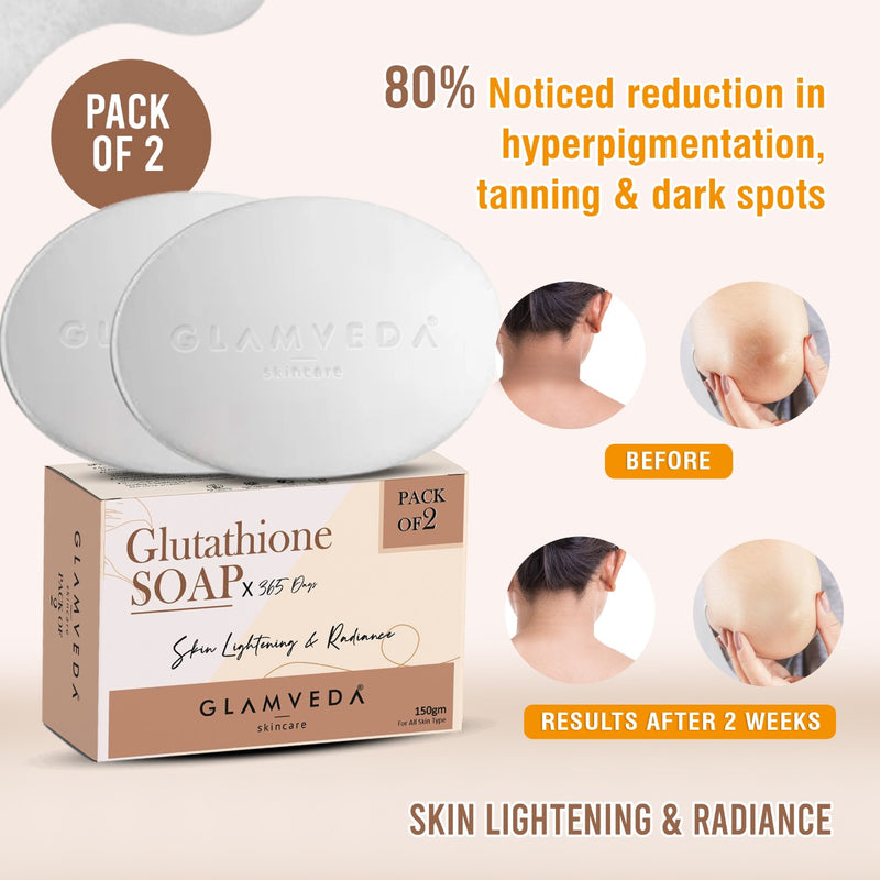 Glamveda Glutathione Skin Lightening & Whitening Soap with Kojic Acid Pack of 2