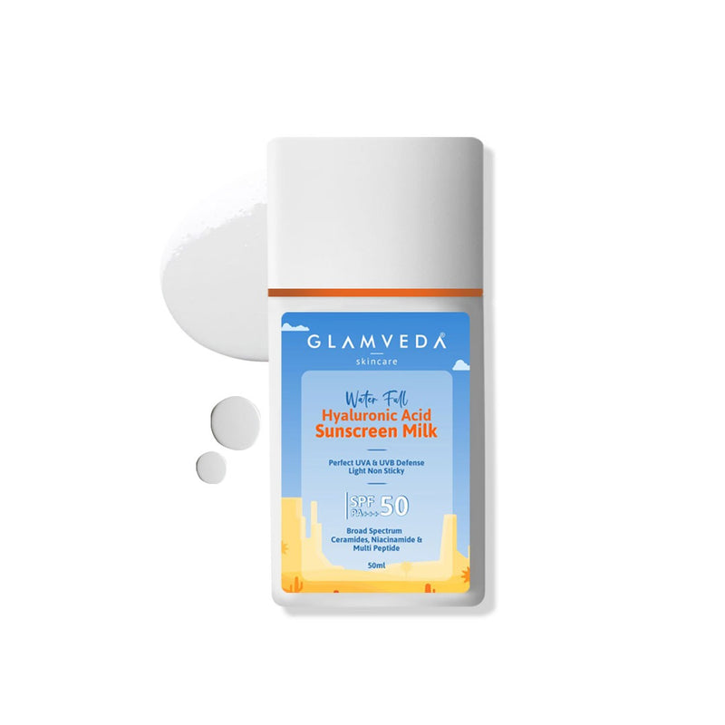 Glamveda Ultra Light Water Sunscreen SPF 50 PA++++ with Ceramides & Hyaluronic, No White Cast