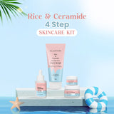 Glamveda Korean Glass Skin Rice & Ceramide 4 Step Gift Box | Face wash, Serum, Under-eye cream, Moisturizer