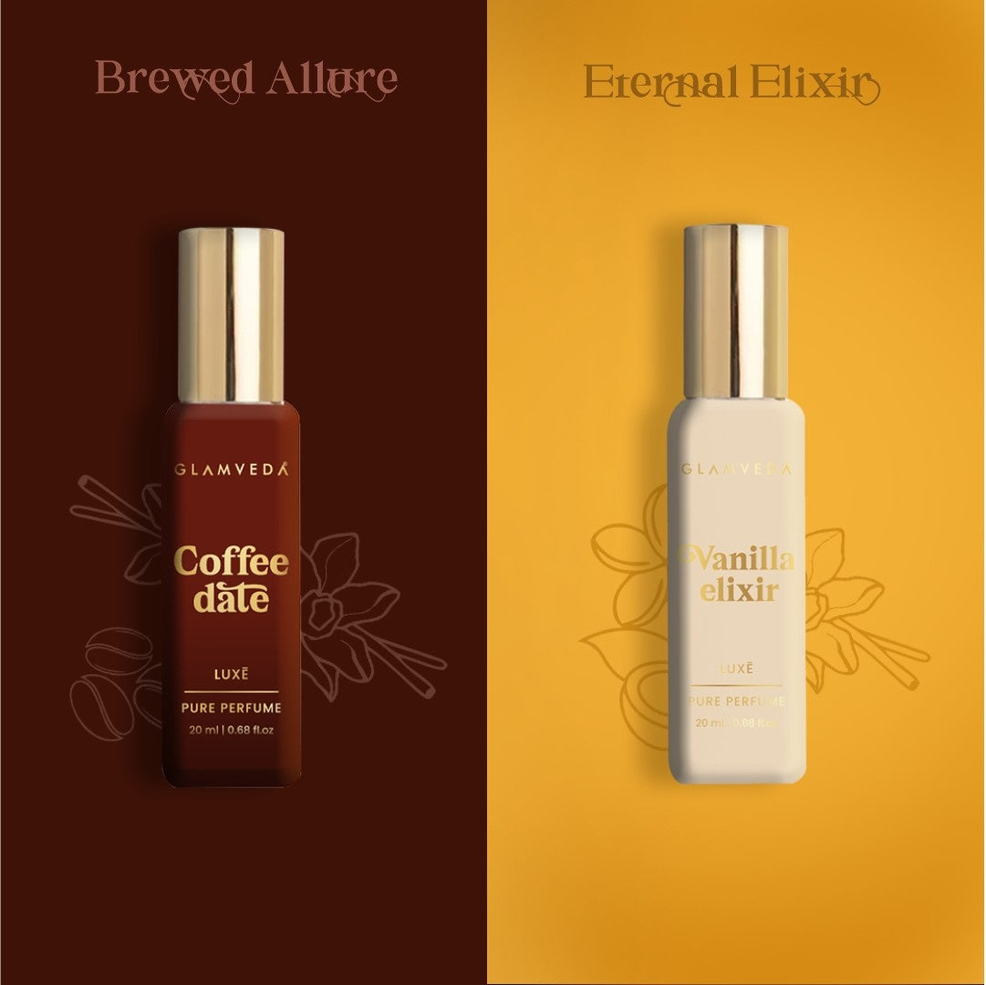 Café Romance Duo  - Coffee Date + Vanilla Elixir Luxury Pure Perfume Gift Set for Women 2 x 20ml