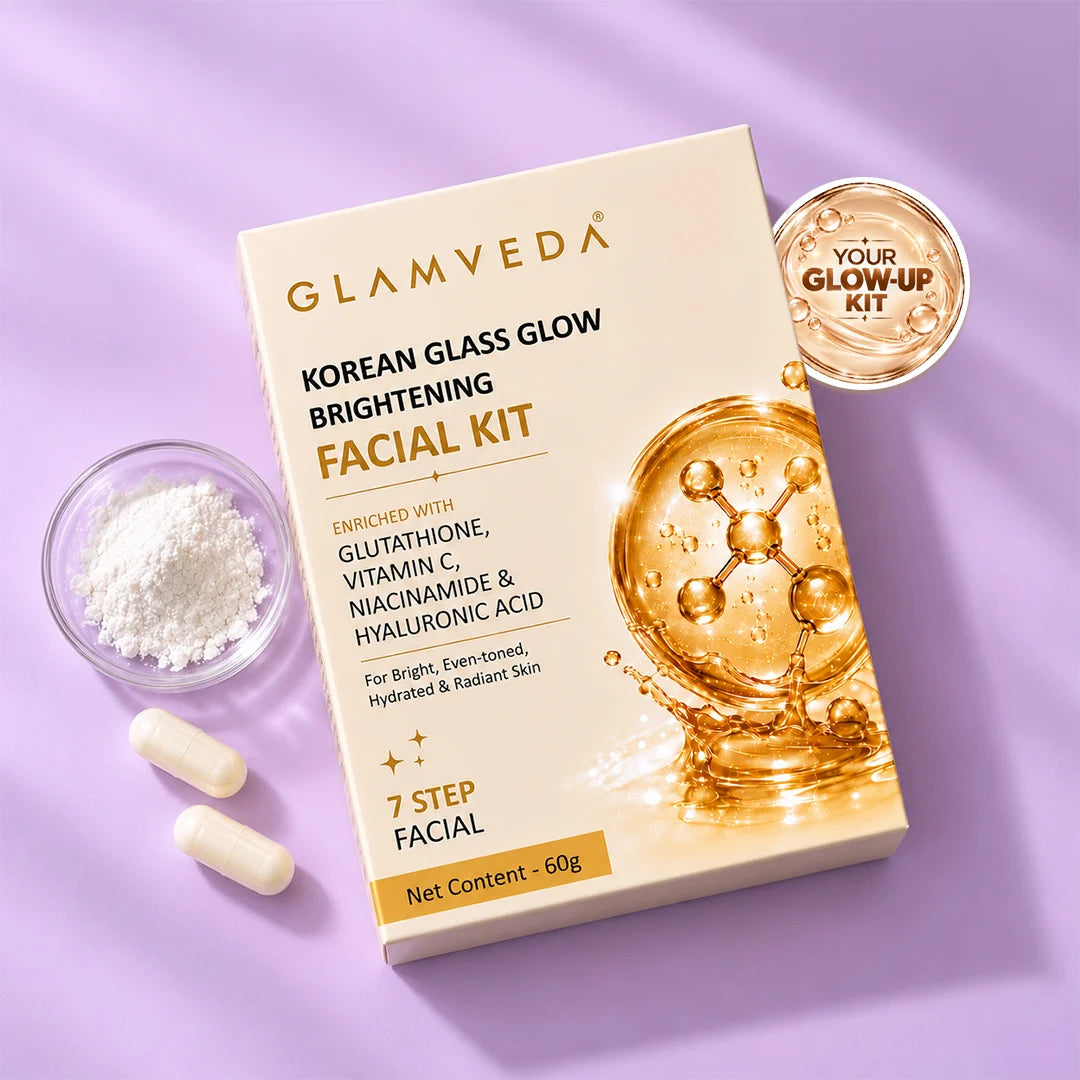 Korean Glass Glow Brightening 7-Step Facial Kit with Glutathione, Vitamin C, Niacinamide & Hyaluronic Acid | 60 g