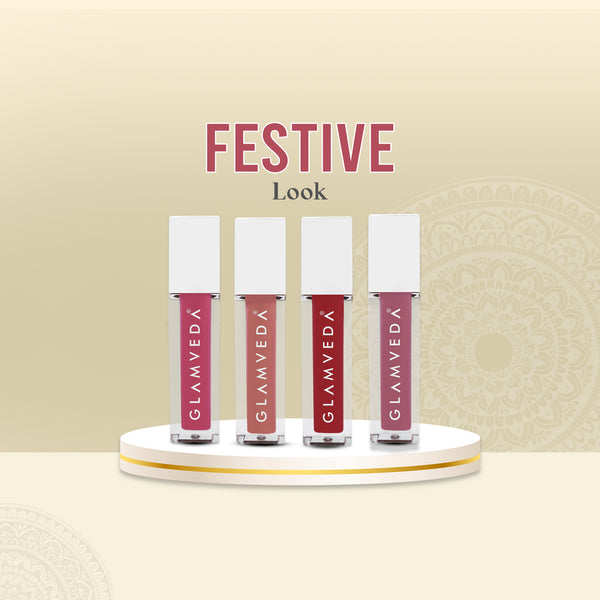 Glamveda X Rashami Desai Festive Look Mini Matte Liquid Lipstick | Pack of 4