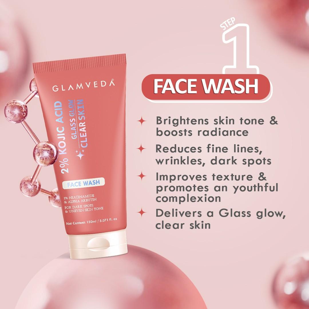 2% Kojic Acid Skincare Trio – Facewash, Spot Corrector & Cream for Dark Spot Removal, Pigmentation, Acne Marks & Uneven Tone