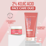 Glamveda 2% Kojic Acid Face Care Set – Brightening Face Wash & Cream Duo | Fades Dark Spots | Evens Skin Tone | Fights Acne & Boosts Radiance