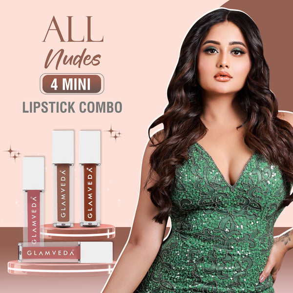 Glamveda X Rashami Desai Mini Liquid Lipstick All Nudes Combo 4.8ml