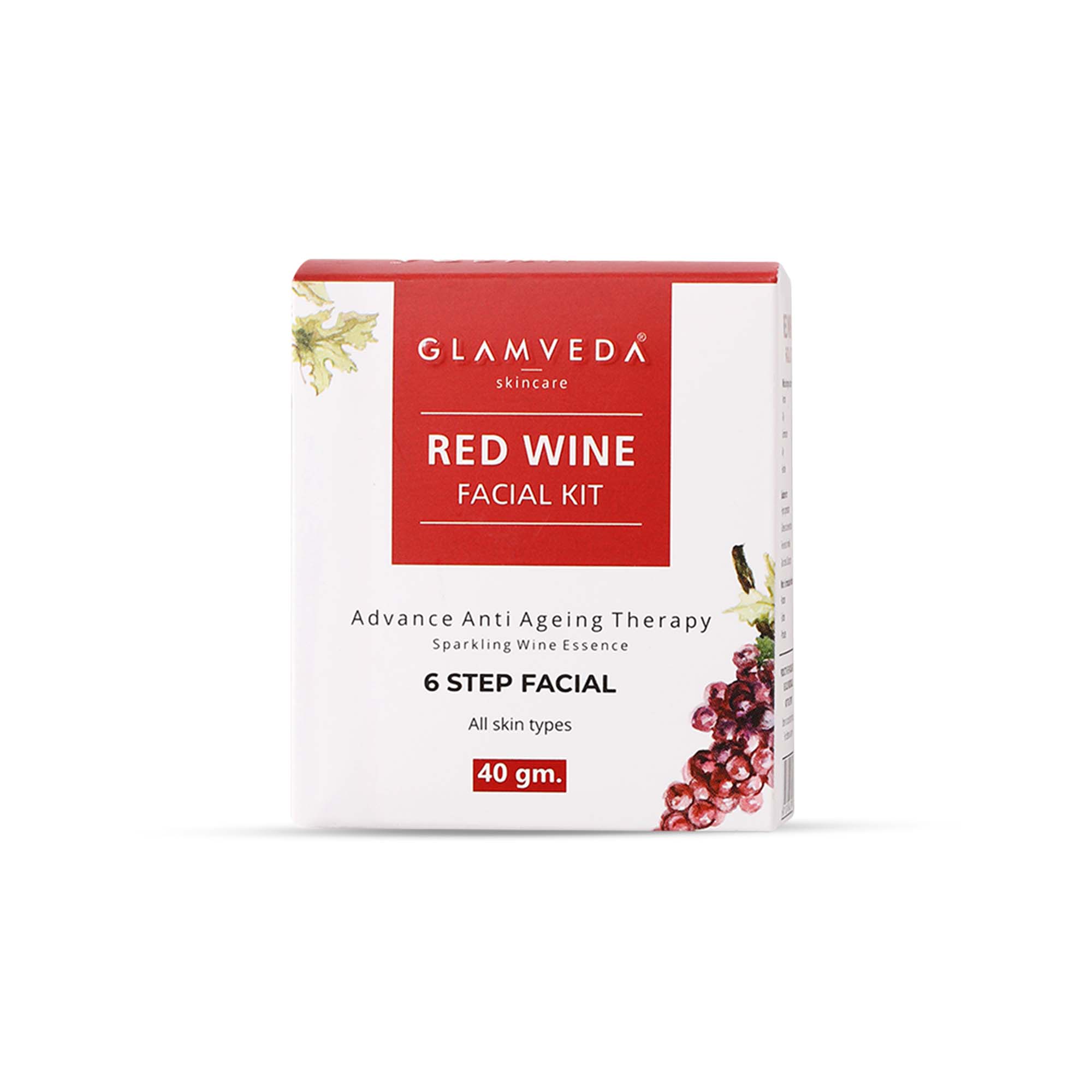 Glamveda Red Wine Advance Anti Ageing Facial kit 40gm Glamveda Skincare