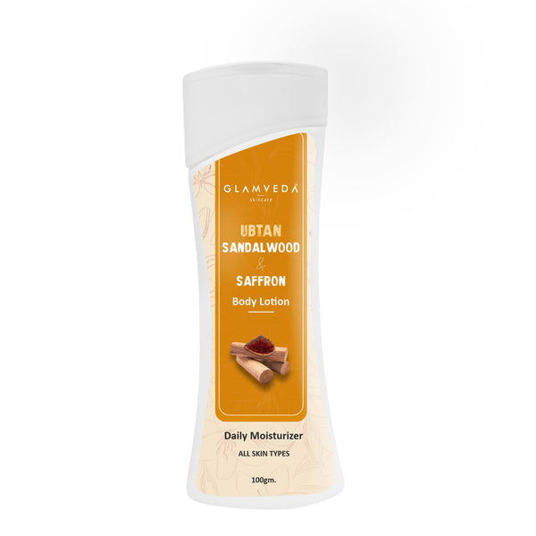 Glamveda Sandalwood Kesar & Milk Protein Body Lotion | Nourishes Skin | Even skin tone | All Skin Types | 100gm
