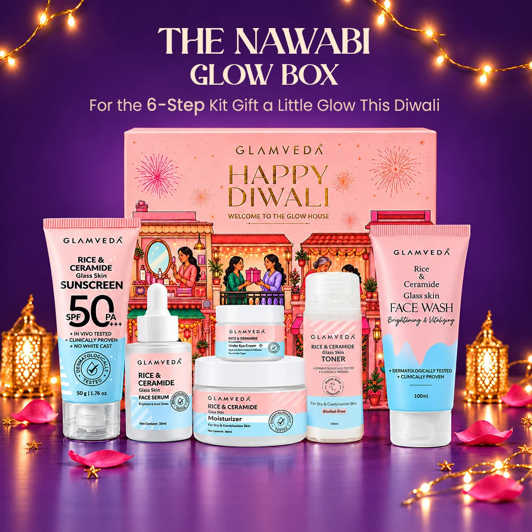 Korean Glass Skin Rice & Ceramide 6 Step Gift Box | Face wash, Toner, Serum, Under eye cream, Moisturizer & Sunscreen