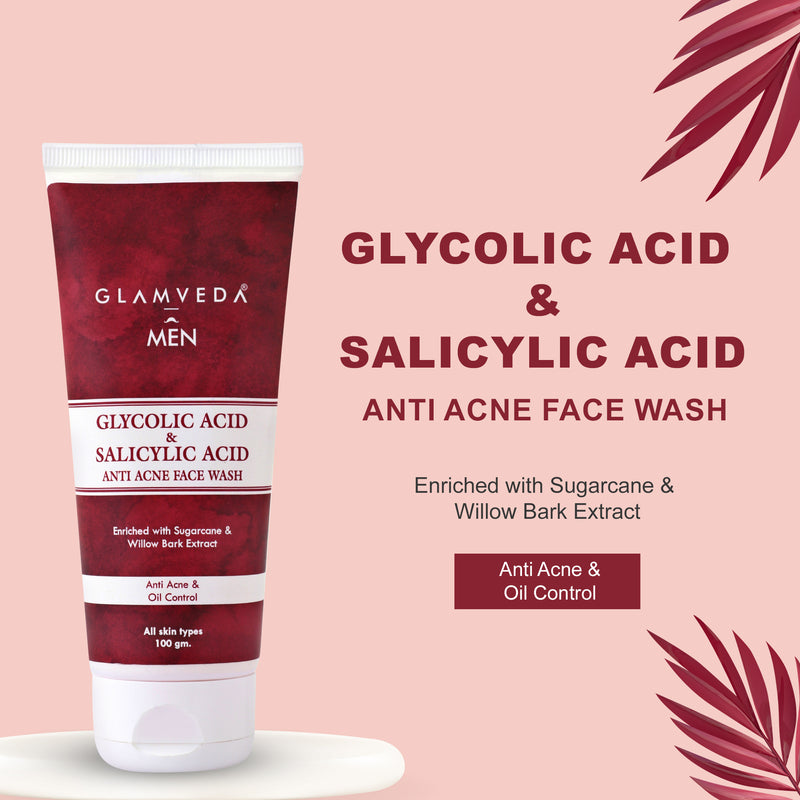 Glamveda Men Glycolic Acid & Salicylic Acid Anti Acne Face Wash