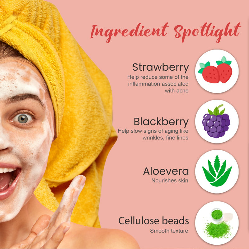 Ingredient Image of Glamveda Strawberry Exfoliating Face Wash