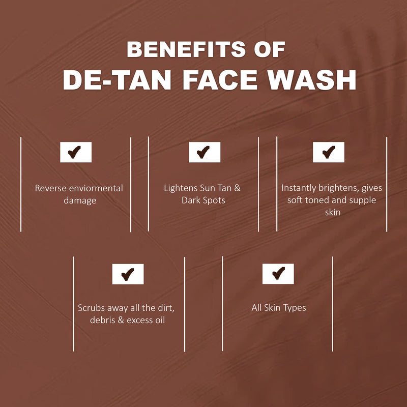 Glamveda Men De Tan Face Wash With Natural Scrubbing Beads Benefits
