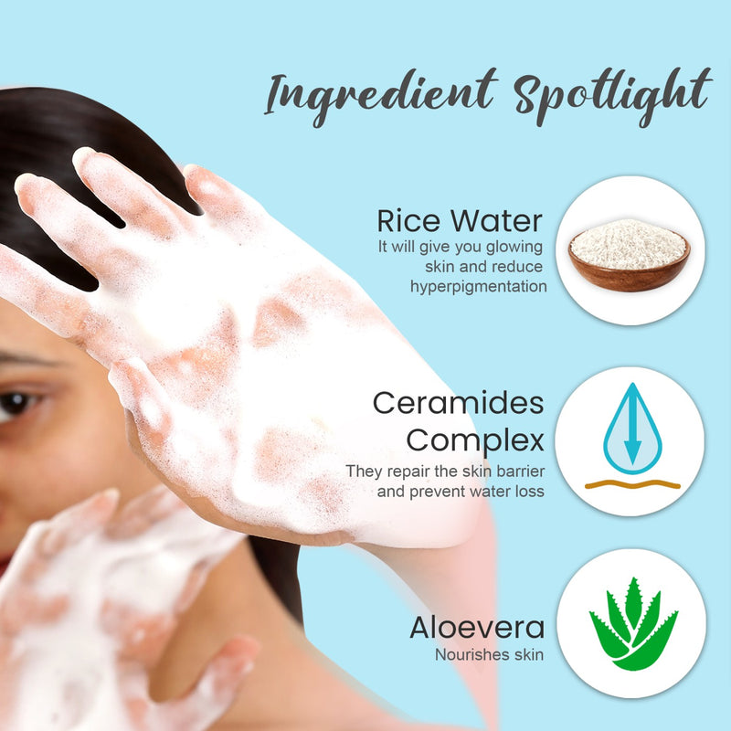 Ingredients of Glamveda Rice & Ceramide Glass Skin Face Wash